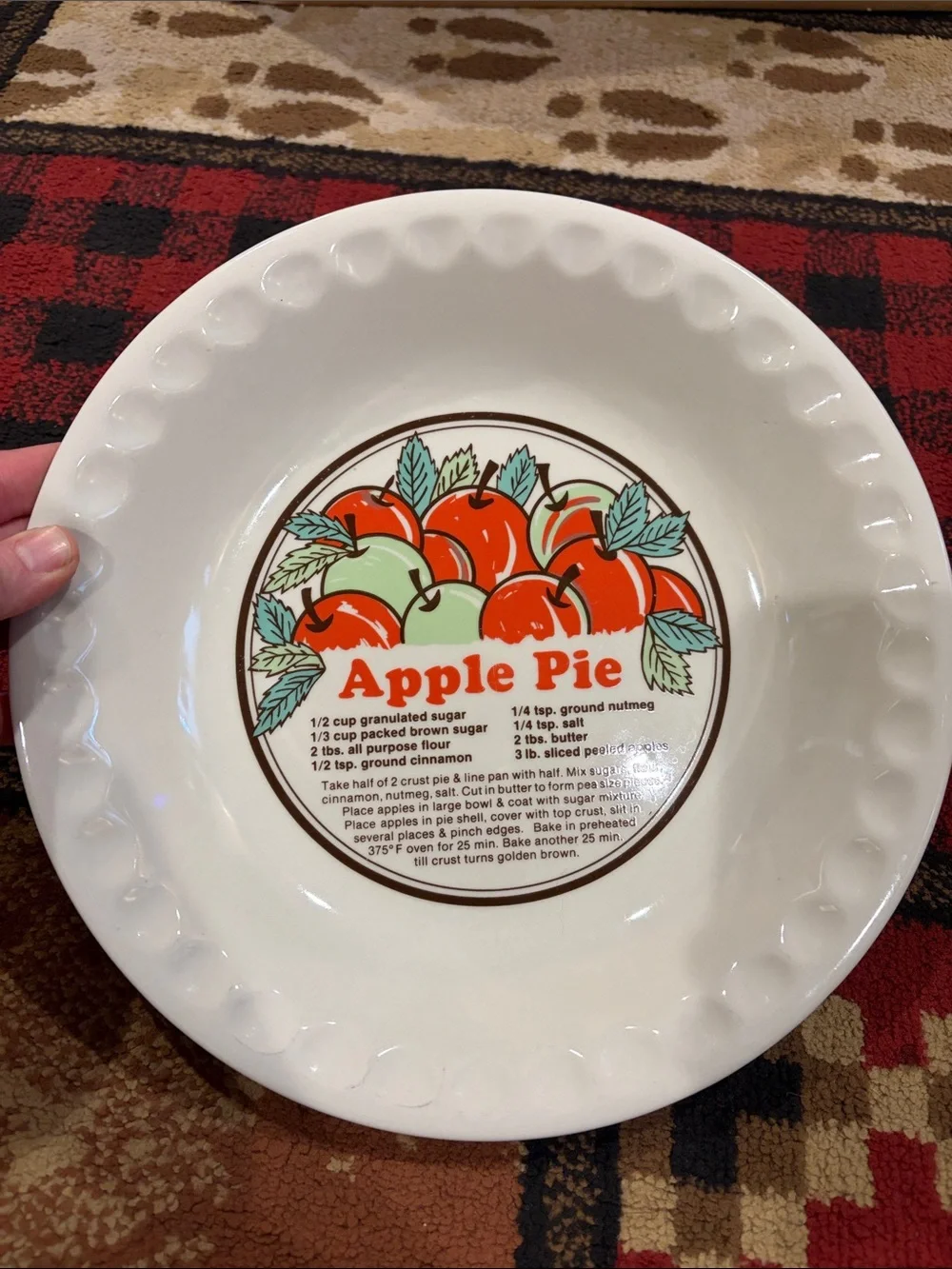 Vintage Sunnycraft recipe pie plate